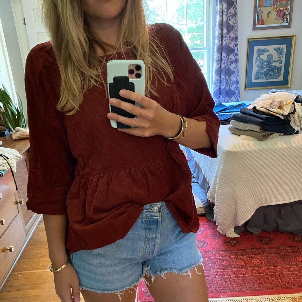 MaEve Anthropologie Corduroy Top Shirt Sz Medium So Cute & Soft fits like large